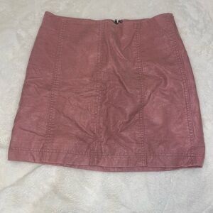 Free People pink vegan leather skirt